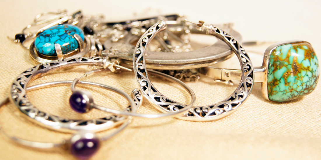 Jewelry bundled together on a surface